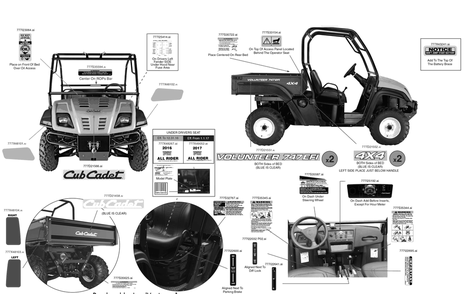 Label Map Diagram and Parts List for 747EFI4X4 (37AM486D010)(2017) Cub Cadet Lawn Tractor Accessories